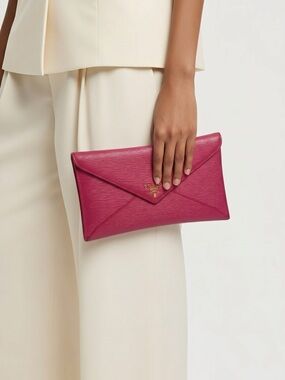 PRADA | AUTHENTIC Fuchsia Pink Envelope Clutch Card Holder Wallet